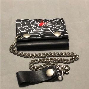 Biker leather wallet (spider)